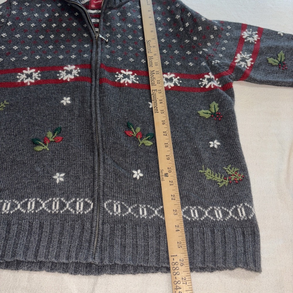 VTG North Crest Women's Gray Sweater Cardigan Full Zip Snowflake Holiday 2XL - Picture 3 of 8